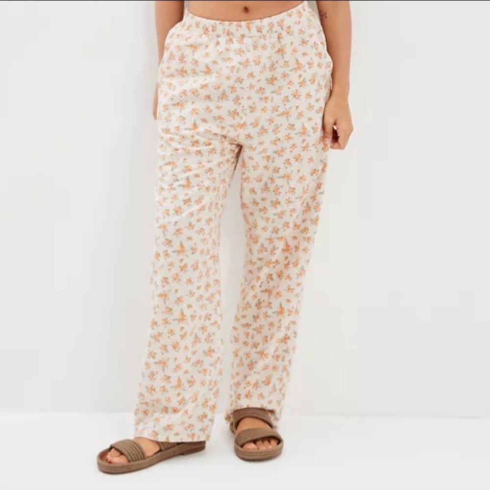 American Eagle Floral Pants Womens Size XL Pull On  Cottagecore